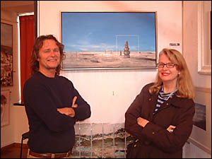 Artist Ken Johnson and FEHVA organiser Dee Tipping admire one of Ken?s paintings which will be auctioned at the FEHVA art aucti Artist Ken Johnson and FEHVA organiser Dee Tipping admire one of Ken?s paintings which will be auctioned at the FEHVA art aucti