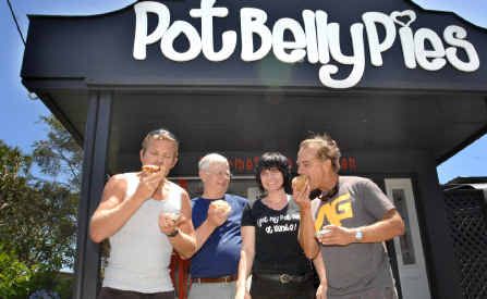 Ben Webber, Peter Story, Pot Belly Pies owner Bronwyn Mark and John Webber celebrate the shop being named the ‘Pick of the Valley Pies’. Ben Webber, Peter Story, Pot Belly Pies owner Bronwyn Mark and John Webber celebrate the shop being named the ‘Pick of the Valley Pies’.