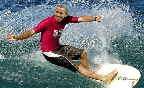 An artist’s impression of the surfing leg of President Obama’s Northern Rivers tour. An artist’s impression of the surfing leg of President Obama’s Northern Rivers tour.