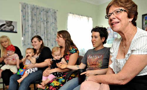 SUPER WOMAN: Clare Martin, right, with young mothers and mothers-to-be at Burnside Family Centre yesterday. SUPER WOMAN: Clare Martin, right, with young mothers and mothers-to-be at Burnside Family Centre yesterday.