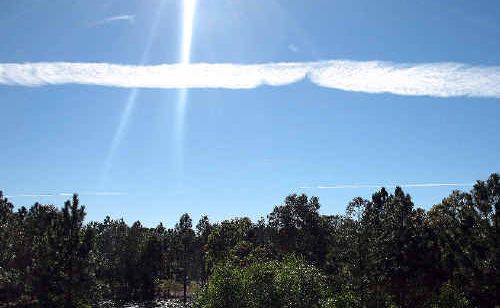 Sky scene: This streaky cloud was seen in the skies above the district yesterday morning. Sky scene: This streaky cloud was seen in the skies above the district yesterday morning.