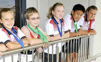 Medal winning athletes Georgia Hamilton, Rebecca Greiner, Nathaniel Edwards, Nikita Taylor, Rhys Lu and Jane Lester. Medal winning athletes Georgia Hamilton, Rebecca Greiner, Nathaniel Edwards, Nikita Taylor, Rhys Lu and Jane Lester.
