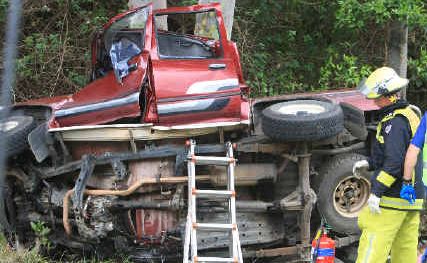 Trauma: The vehicle rolled and hit a tree near Kennedy Drive. Trauma: The vehicle rolled and hit a tree near Kennedy Drive.