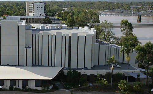 An aerial view over Rockhampton’s Pilbeam Theatre and the city’s art gallery. An aerial view over Rockhampton’s Pilbeam Theatre and the city’s art gallery.