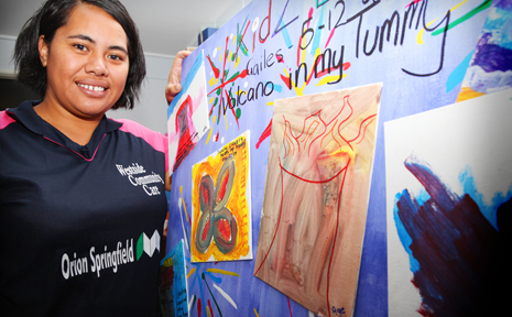 GETTING READY: Stacey Aunei with some of the artwork which will be on display at the Walk It Out event at Springfield. GETTING READY: Stacey Aunei with some of the artwork which will be on display at the Walk It Out event at Springfield.