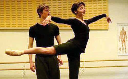 Jessica Thompson and Peter Wilson prepare for the ballet. Jessica Thompson and Peter Wilson prepare for the ballet.