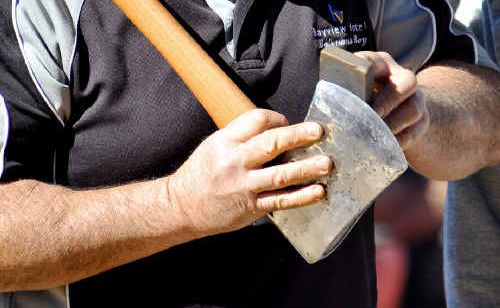 Axes are being sharpened for Saturday’s annual Glenreagh Timber Festival. Axes are being sharpened for Saturday’s annual Glenreagh Timber Festival.