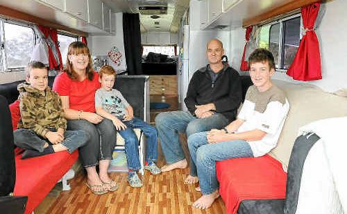 The Wood family before setting off on their adventure around Australia. David and Lisa with sons Kyle, Cameron and Nicholas in their Bedford Comair motorhome. The Wood family before setting off on their adventure around Australia. David and Lisa with sons Kyle, Cameron and Nicholas in their Bedford Comair motorhome.
