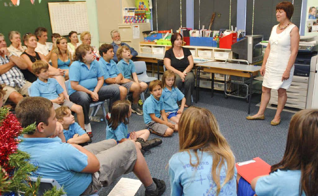 Woodford Dale Public School principal Sharon Nelson addressed the students at the conclusion of the school’s final assembly. Woodford Dale Public School principal Sharon Nelson addressed the students at the conclusion of the school’s final assembly.