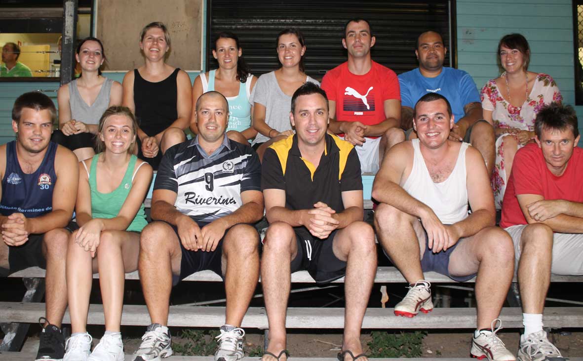 KEEN PLAYERS: 'No Idea' team members Nathan Searle, Monique Lanham, Jessica Tuite, Catherine McIntyre, John Eakin, Laurie Price, Natalie von Gelderen, Joel McBride, James von Gelderen, Tim Chalmers, Paul Taavo, Emily Chalmers and Denis Summersgill signed up for the 2012 touch football season on Monday night. Photo Aimee Vinci / Whitsunday Times KEEN PLAYERS: 'No Idea' team members Nathan Searle, Monique Lanham, Jessica Tuite, Catherine McIntyre, John Eakin, Laurie Price, Natalie von Gelderen, Joel McBride, James von Gelderen, Tim Chalmers, Paul Taavo, Emily Chalmers and Denis Summersgill signed up for the 2012 touch football season on Monday night. Photo Aimee Vinci / Whitsunday Times