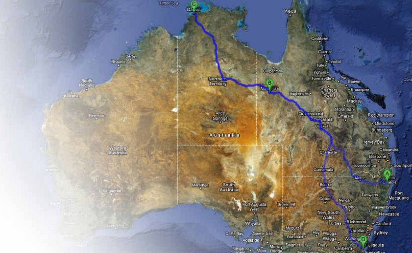 QUICK TRIP: This is a possible route for Ashley Dean Roux after he stole a car from Grafton. It accounts for about 7700km of his claimed 18,000km drive.Imagery C2012 TerraMetrics, Map data C2012 GBRMPA, Google, Tele Atlas, Where’s (R), Sensis Pty Ltd. QUICK TRIP: This is a possible route for Ashley Dean Roux after he stole a car from Grafton. It accounts for about 7700km of his claimed 18,000km drive.Imagery C2012 TerraMetrics, Map data C2012 GBRMPA, Google, Tele Atlas, Where’s (R), Sensis Pty Ltd.