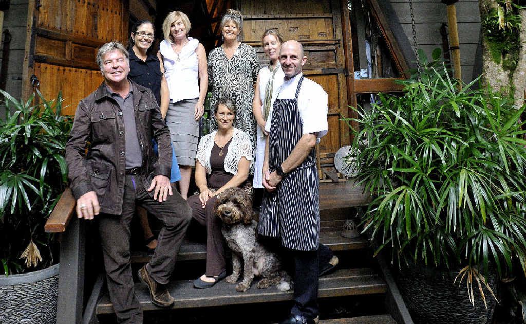 Happy to hear that Gaia Retreat and Spa has featured in heavily in the top Trip Advisor awards are staff (from left) co-owner Gregg Cave, accounts Jody Peachey, manager Leanne Schoen, front of house Karen Leggett, reservations Kylie Tuck, head chef Dan Trewartha, and seated with Gio is spa manager Naomi Quarrell. Happy to hear that Gaia Retreat and Spa has featured in heavily in the top Trip Advisor awards are staff (from left) co-owner Gregg Cave, accounts Jody Peachey, manager Leanne Schoen, front of house Karen Leggett, reservations Kylie Tuck, head chef Dan Trewartha, and seated with Gio is spa manager Naomi Quarrell.