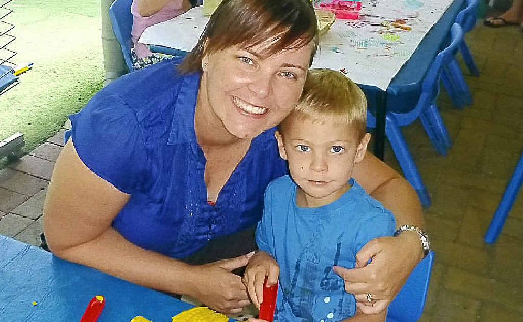 Coolum Kindy parent committee president Lorelle Rickard and son Phoenix. Coolum Kindy parent committee president Lorelle Rickard and son Phoenix.