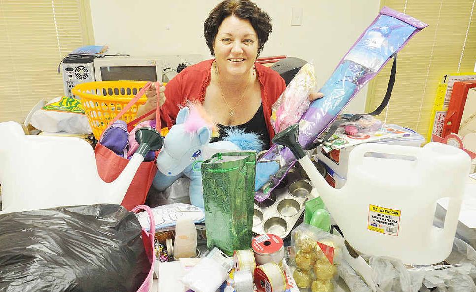 Martine Britton with some of the items that will be available at the Show Society’s Garage Sale. Martine Britton with some of the items that will be available at the Show Society’s Garage Sale.