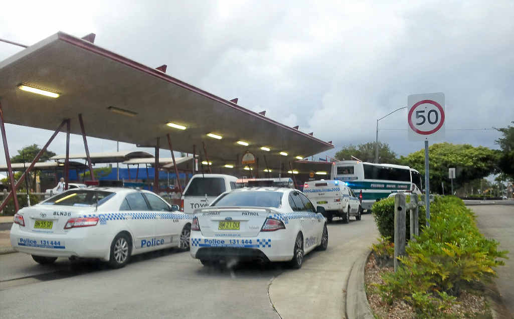 Police arrested two men last night over an incident involving a replica gun on a bus between Byron and Ballina. Police arrested two men last night over an incident involving a replica gun on a bus between Byron and Ballina.
