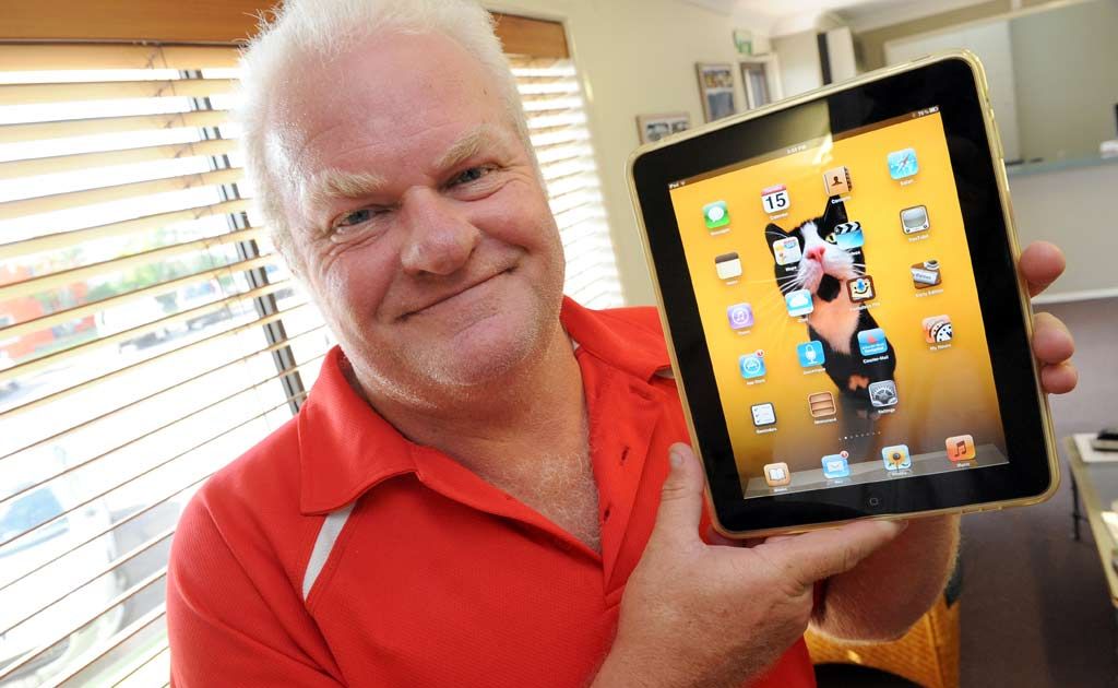 Ascot Homes building designer Bruce Cairns is keen to upgrade his Apple iPad when the new product hits Bundaberg shelves. Ascot Homes building designer Bruce Cairns is keen to upgrade his Apple iPad when the new product hits Bundaberg shelves.