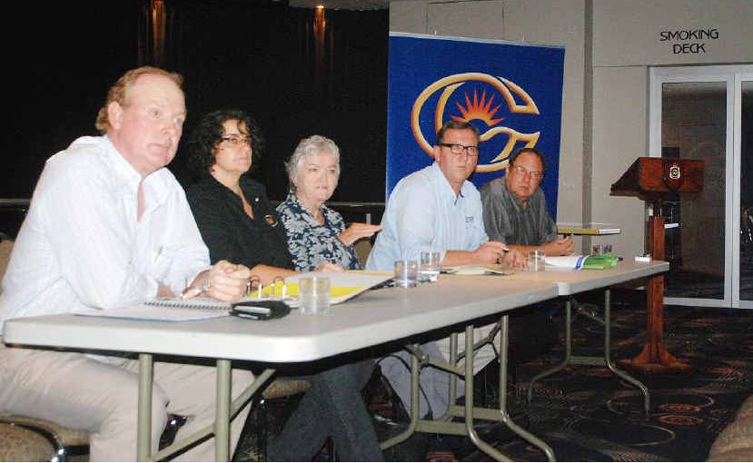 Candidates Shane Paulger, Kathy Hawke, Shena MacDonald and David Gibson put their views forward in the face of the seemingly inevitable, as chairman Kerren Smith keeps things moving Candidates Shane Paulger, Kathy Hawke, Shena MacDonald and David Gibson put their views forward in the face of the seemingly inevitable, as chairman Kerren Smith keeps things moving