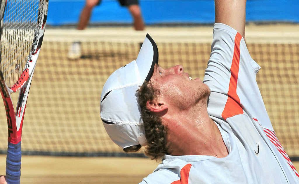 James Lemke serves to Erik Chvojka in the men’s singles final of the Bundaberg Tennis International ITF Pro Circuit at Drinan Park. James Lemke serves to Erik Chvojka in the men’s singles final of the Bundaberg Tennis International ITF Pro Circuit at Drinan Park.