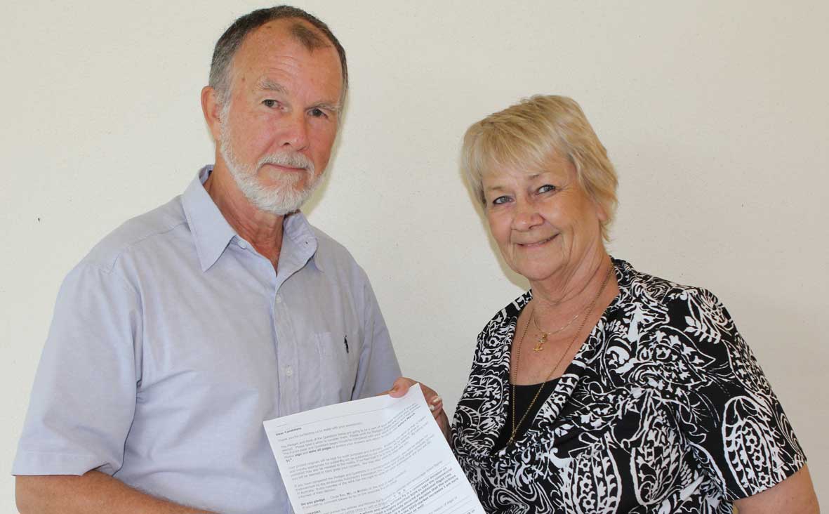 HOT TOPIC: Chair of the WRA's election advisory committee Andrew Marshall with council candidate Jan Clifford and a copy of Jan's completed questionnaire. HOT TOPIC: Chair of the WRA's election advisory committee Andrew Marshall with council candidate Jan Clifford and a copy of Jan's completed questionnaire.