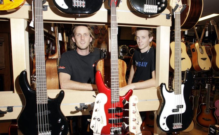 Jason Thurlby and Steven Purdie from Guitar Exchange Morayfield. Photo Vicki Wood / Caboolture News Jason Thurlby and Steven Purdie from Guitar Exchange Morayfield. Photo Vicki Wood / Caboolture News