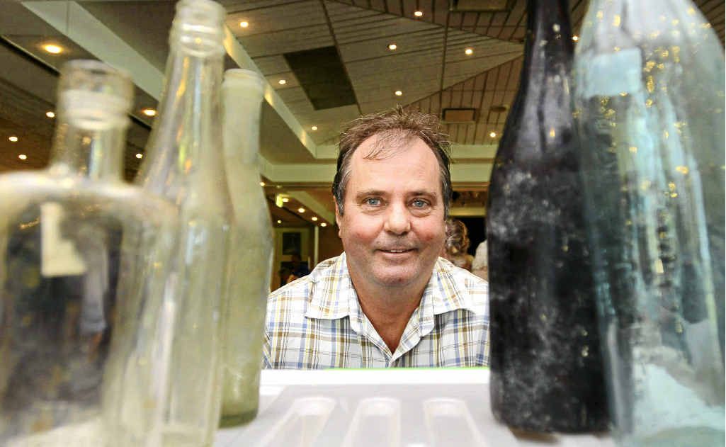 Maclean bottle collector Tim Shearman was at the Quota Lower Clarence Antique and Collectables Fair at the Yamba Bowling Club on Saturday. Maclean bottle collector Tim Shearman was at the Quota Lower Clarence Antique and Collectables Fair at the Yamba Bowling Club on Saturday.