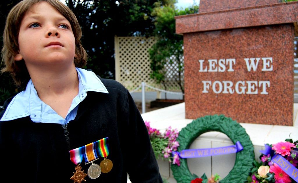 Hunter McGrath proudly wears his great grandfather's medals. Mairi Manley Hunter McGrath proudly wears his great grandfather's medals. Mairi Manley
