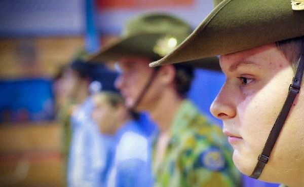 Orara High cadet Tyler Bowen takes his place in the Guard of Honour. Orara High cadet Tyler Bowen takes his place in the Guard of Honour.