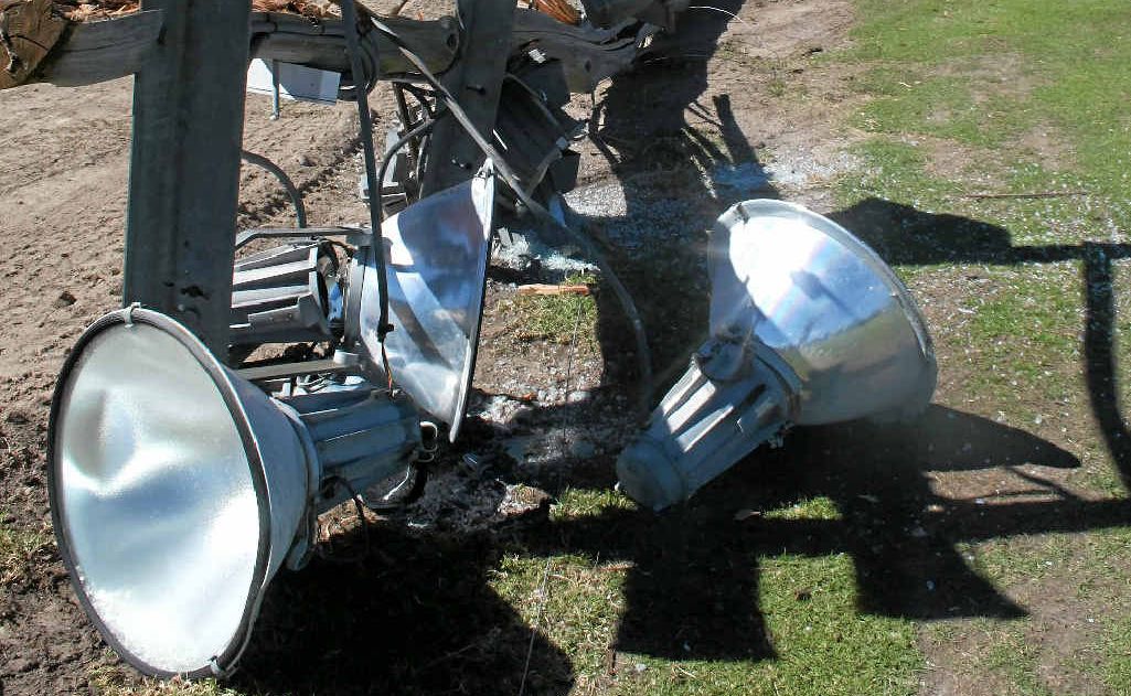 COSTLY: Light posts were removed from CF White Oval last month after termite damage caused one pole to collapse. Photos Ewan Leighton / Stanthorpe Border Post COSTLY: Light posts were removed from CF White Oval last month after termite damage caused one pole to collapse. Photos Ewan Leighton / Stanthorpe Border Post