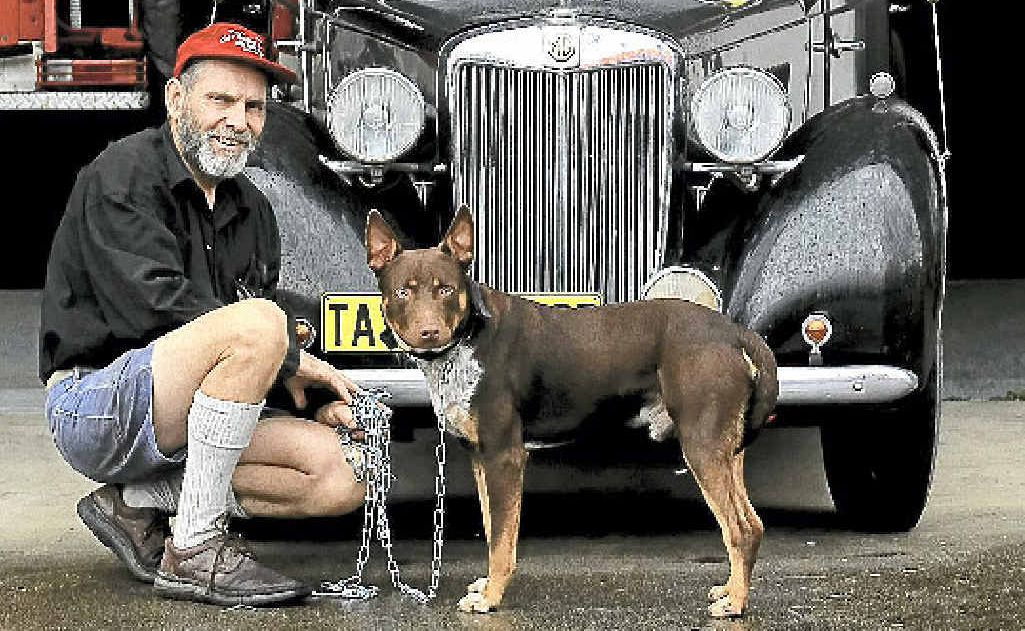 Phil Taylor with George the Red Dog of Murwillumbah. Phil Taylor with George the Red Dog of Murwillumbah.