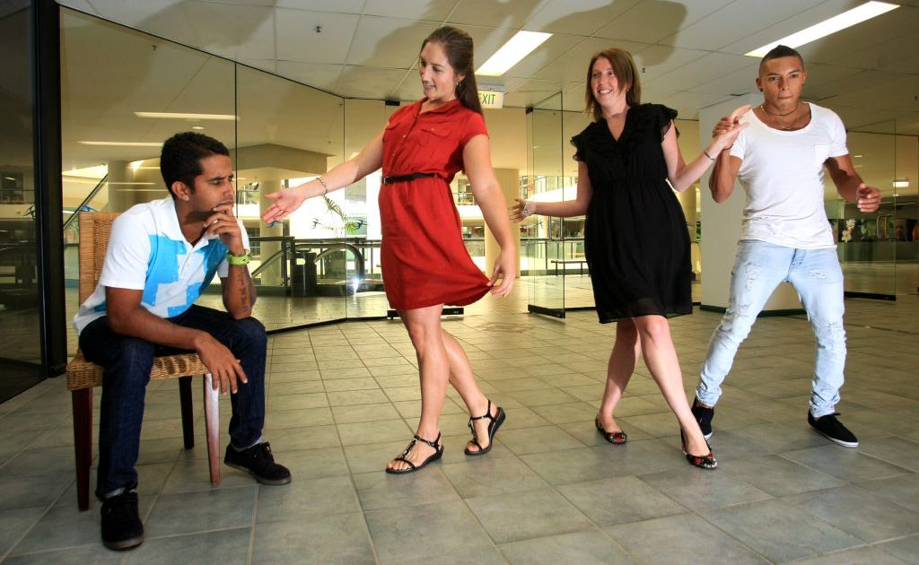 Juan Carlos Medina, Cindy May, Kylie Madden and Gabriel Osorio are looking forward to salsa dancing and getting more men involved in the class. Juan Carlos Medina, Cindy May, Kylie Madden and Gabriel Osorio are looking forward to salsa dancing and getting more men involved in the class.