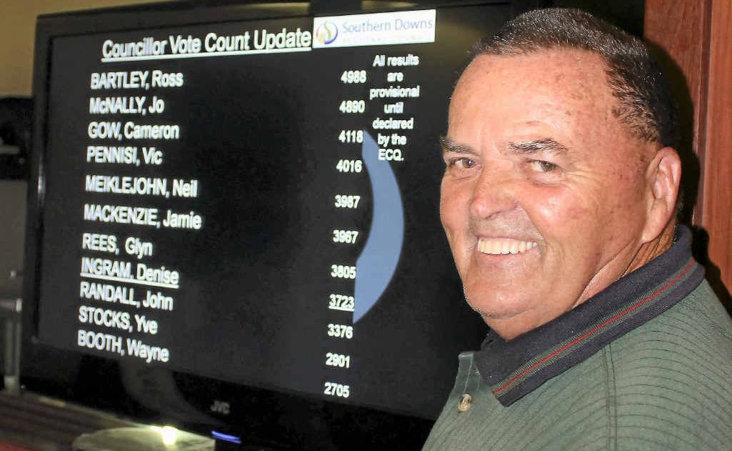 Former Warwick Shire veteran councillor Cliff Farrell was among a small group of election fanatics at the Warwick Town Hall. Former Warwick Shire veteran councillor Cliff Farrell was among a small group of election fanatics at the Warwick Town Hall.