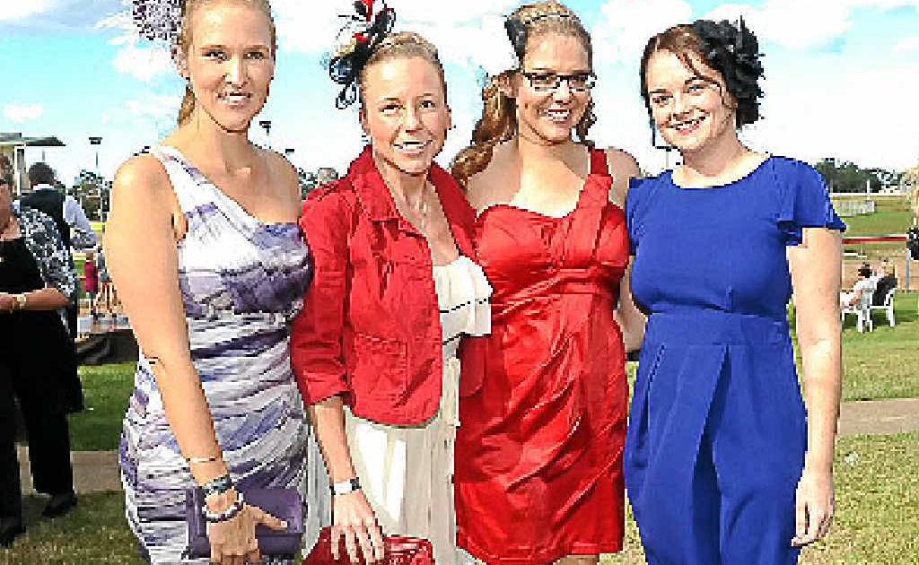 Deane Drinnen, Tammie Boag, Melinda Bradford and Natasha Higgins at the AustSafe Super Race Day at Thabeban Park. Deane Drinnen, Tammie Boag, Melinda Bradford and Natasha Higgins at the AustSafe Super Race Day at Thabeban Park.