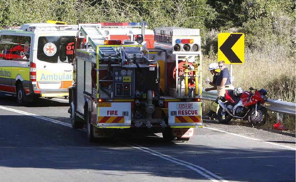 Emergency services crews at the crash scene. Photo: Sarah Harvey Emergency services crews at the crash scene. Photo: Sarah Harvey