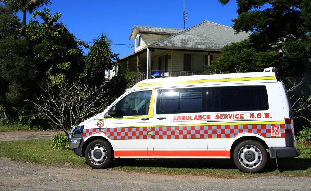 An ambulance on the scene of a crash near Tumbulgum on Tweed Valley Way. An ambulance on the scene of a crash near Tumbulgum on Tweed Valley Way.