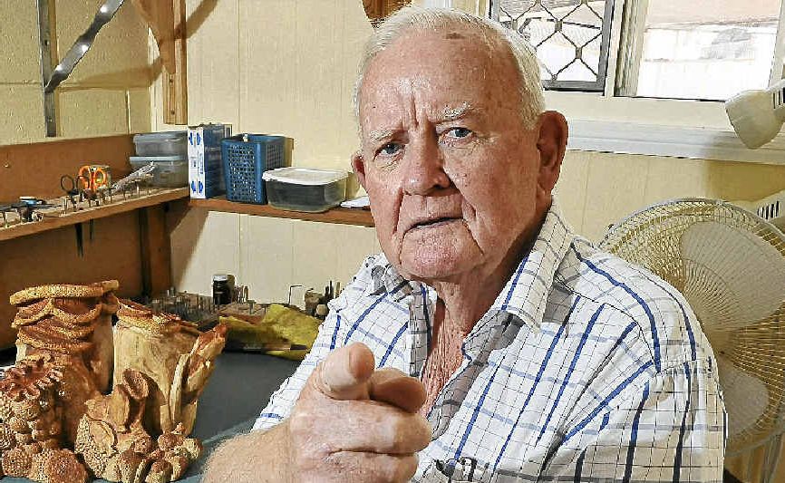 Arthur 'Nobby' Clark points the blame at Bundaberg Regional Council for the mistreatment of his display, Denizens of the Deep. Arthur 'Nobby' Clark points the blame at Bundaberg Regional Council for the mistreatment of his display, Denizens of the Deep.