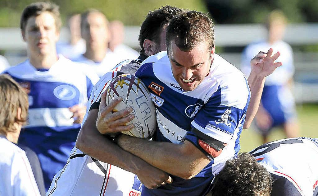 Ghosts’ Khan Williams tries to step through a tackle during the match against Lower Clarence Magpies at Maclean Showground yesterday. Ghosts’ Khan Williams tries to step through a tackle during the match against Lower Clarence Magpies at Maclean Showground yesterday.