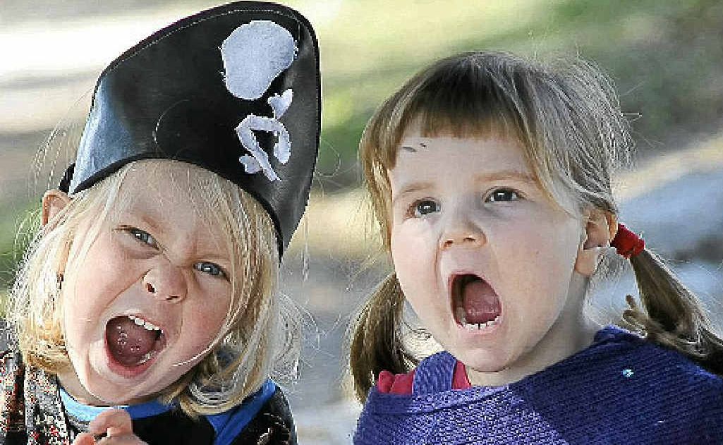 Jye Lynch, 3, and Olivia Thompson, 4, from Brewster Street Preschool practice their best growls in preparation for tomorrow’s National Simultaneous Storytime. Jye Lynch, 3, and Olivia Thompson, 4, from Brewster Street Preschool practice their best growls in preparation for tomorrow’s National Simultaneous Storytime.