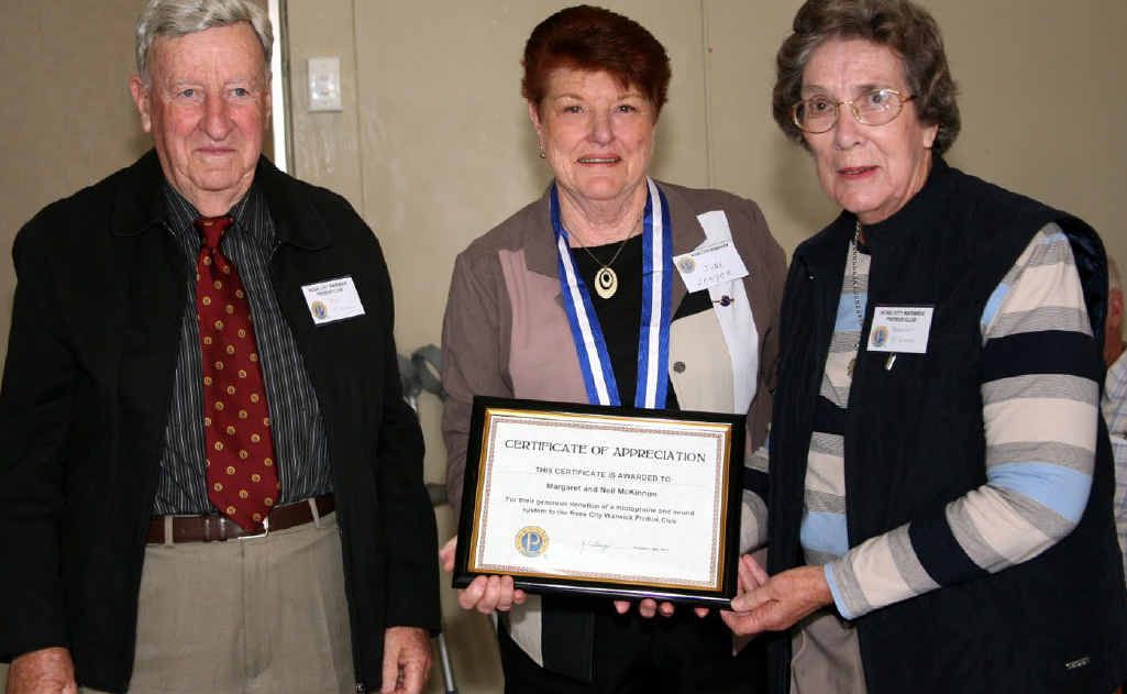 Probus president June Sawyer (middle) with Neil and Margaret McKinnon. Probus president June Sawyer (middle) with Neil and Margaret McKinnon.