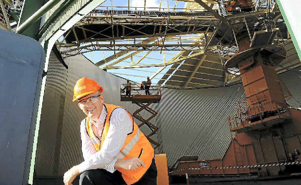 Bundaberg Sugar general manager of operations David Pickering is happy with the current progress of the new bagasse storage facility. Bundaberg Sugar general manager of operations David Pickering is happy with the current progress of the new bagasse storage facility.