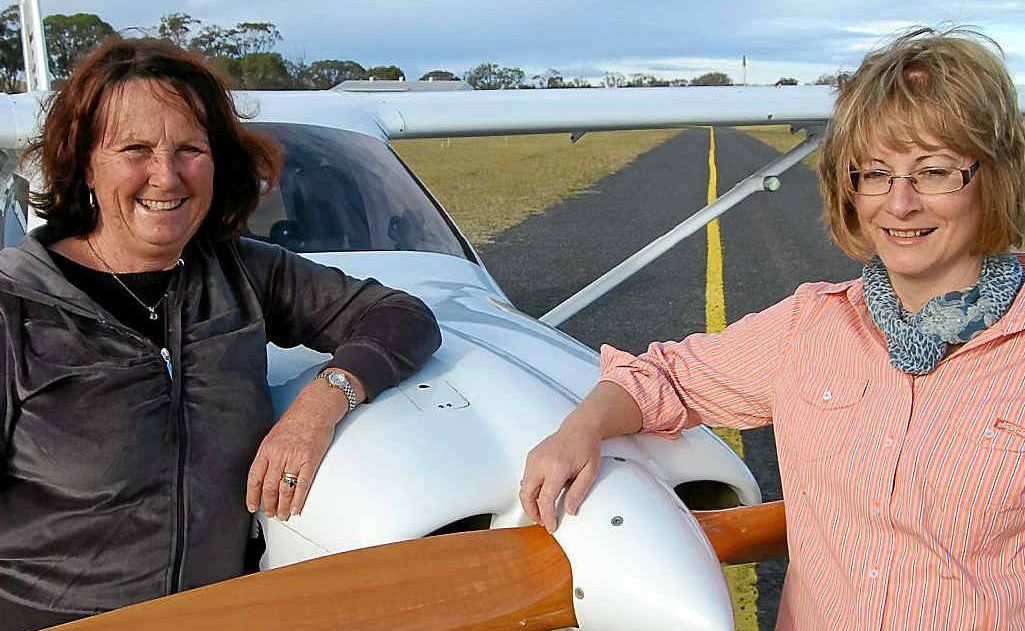 Avid aviators Denise Harslett from Stanthorpe and Gwen Tyburczy from Hendon are enjoying the freedom of being able to fly. Avid aviators Denise Harslett from Stanthorpe and Gwen Tyburczy from Hendon are enjoying the freedom of being able to fly.