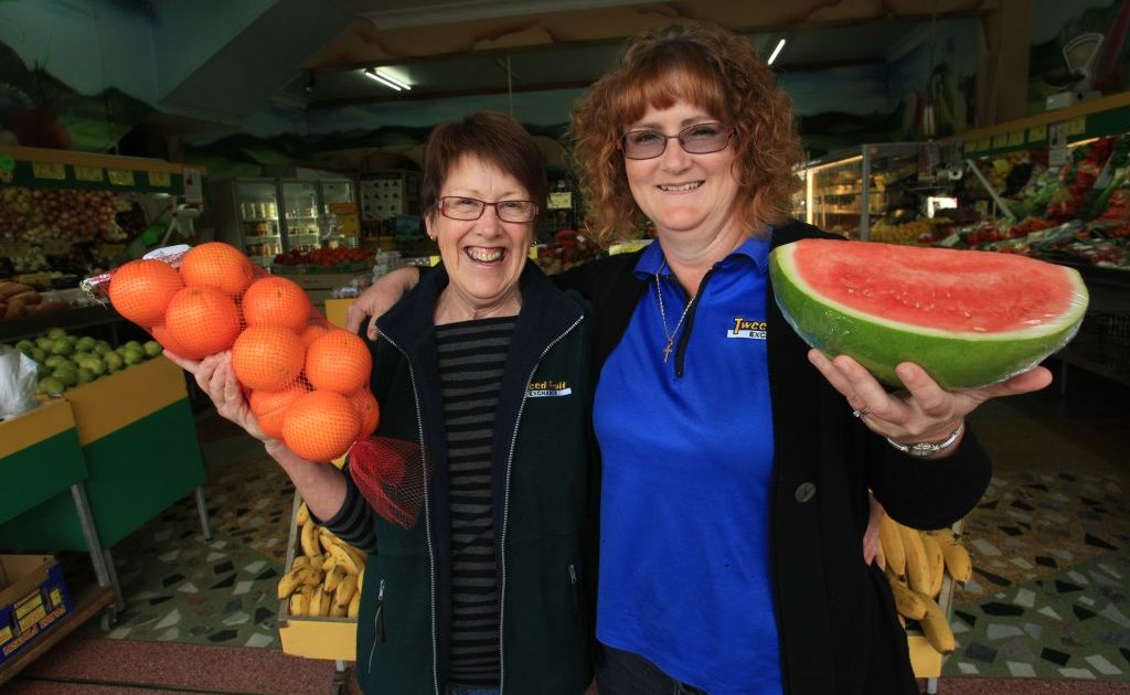 Leonie Smith with Tweed Fruit Exchange owner Maree Pouloudis. Leonie Smith with Tweed Fruit Exchange owner Maree Pouloudis.