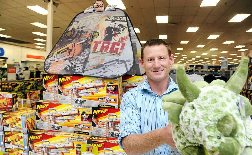 Grafton Big W toy section business manager Rob Third with just a few of the many toys which have been during the massive toy sales. Grafton Big W toy section business manager Rob Third with just a few of the many toys which have been during the massive toy sales.