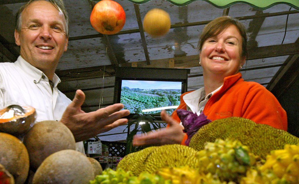 Malcom Harm and Kelly Patterson at Tropical Fruit World, which features river cruises, exotic fruit taste-testing and mini steam trains. Malcom Harm and Kelly Patterson at Tropical Fruit World, which features river cruises, exotic fruit taste-testing and mini steam trains.