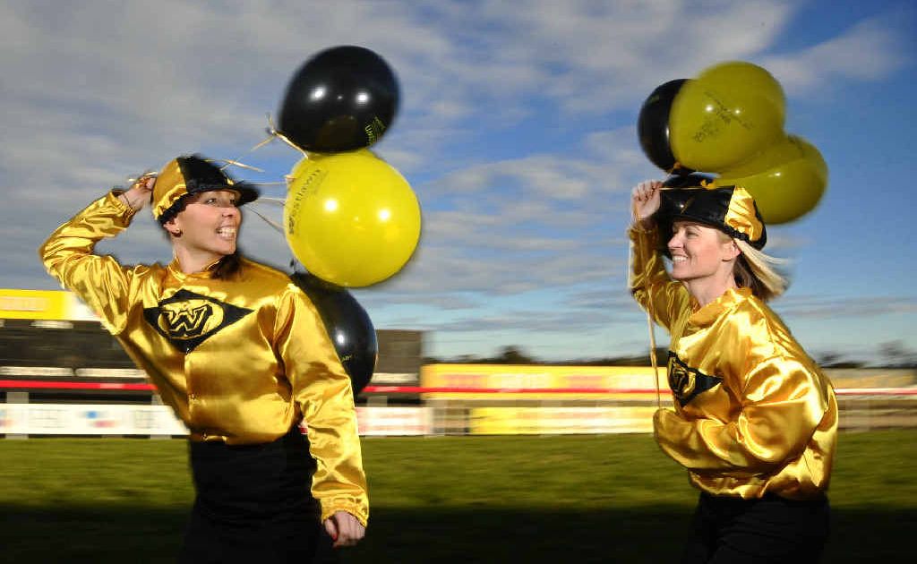 Sarah Templeton and Danielle Cunningham of Westlawn Finance get in the spirit of the racing carnival. Sarah Templeton and Danielle Cunningham of Westlawn Finance get in the spirit of the racing carnival.