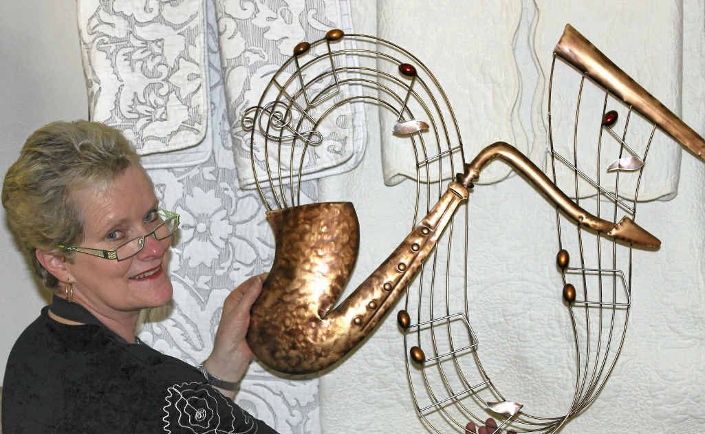 Lynn Bryson is decorating her shop in preparation for Jumpers and Jazz. Lynn Bryson is decorating her shop in preparation for Jumpers and Jazz.