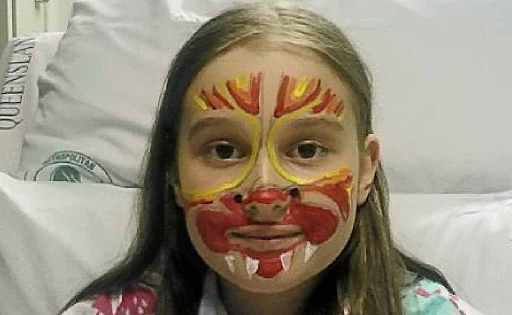Maddy Litchfield, 9, had her face painted by a Ronald McDonald House volunteer this week while receiving treatment for leukemia. Maddy Litchfield, 9, had her face painted by a Ronald McDonald House volunteer this week while receiving treatment for leukemia.