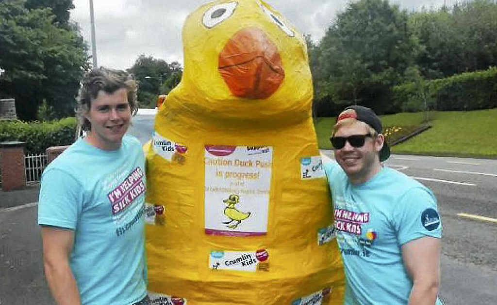Henry Davidson and Allora’s Matthew Kanowski take a break in the recent Clongowes Wood College annual charity duck push from Dublin to Limerick, in Ireland. Henry Davidson and Allora’s Matthew Kanowski take a break in the recent Clongowes Wood College annual charity duck push from Dublin to Limerick, in Ireland.