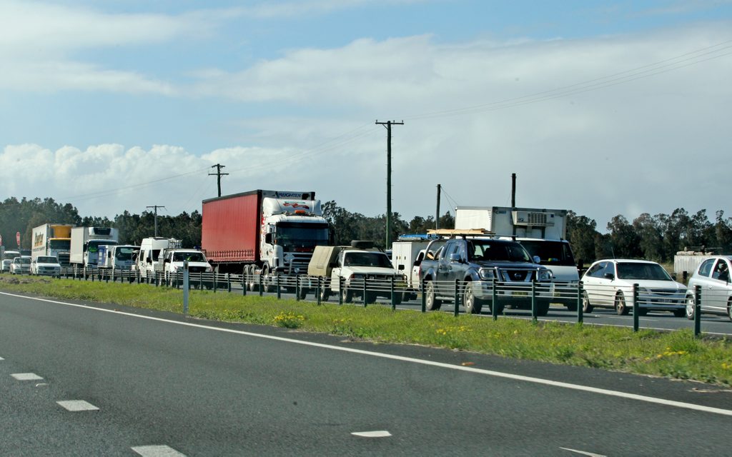 Road death toll down but traffic still queues up on Pacific Hwy. Road death toll down but traffic still queues up on Pacific Hwy.