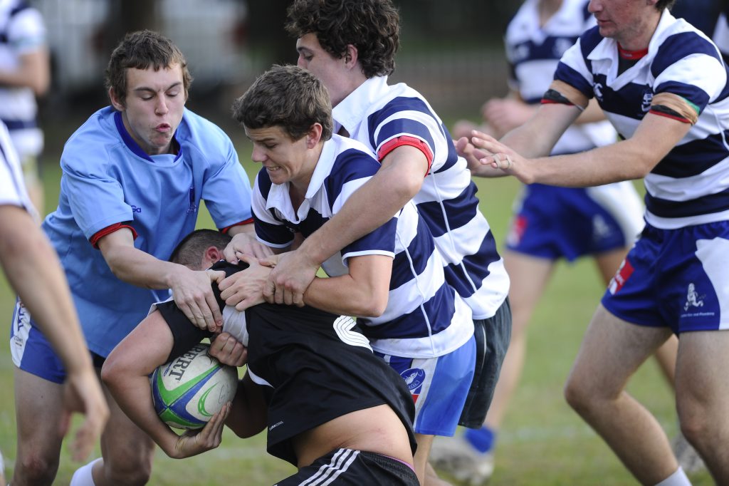 Grafton High (horizontal stripes) play John Hampden Grammar School at Grafton High Photo Adam Hourigan / The Daily Examiner Grafton High (horizontal stripes) play John Hampden Grammar School at Grafton High Photo Adam Hourigan / The Daily Examiner