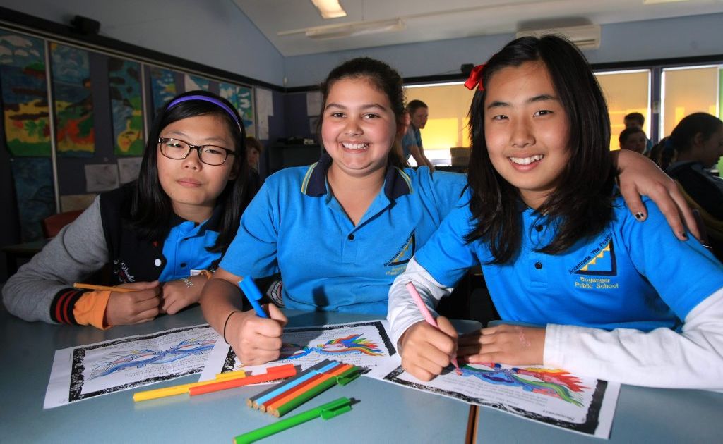 Luchia Chio, Zoe Smith and Sarah Kim, of South Korea, are visiting Bogangar Public School. Luchia Chio, Zoe Smith and Sarah Kim, of South Korea, are visiting Bogangar Public School.
